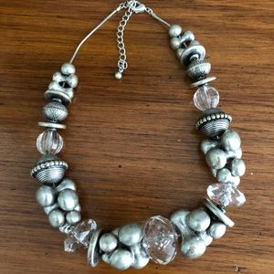 Beaded silver necklace